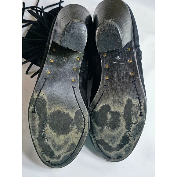 Sam Edelman Womens Louie Sz 7.5 Black Suede Fringe BOHO Festival Ankle Boots - Picture 11 of 15